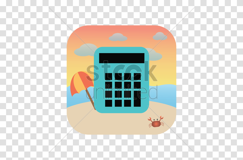 Calculator With Beach Background Vector Image, Electronics Transparent Png