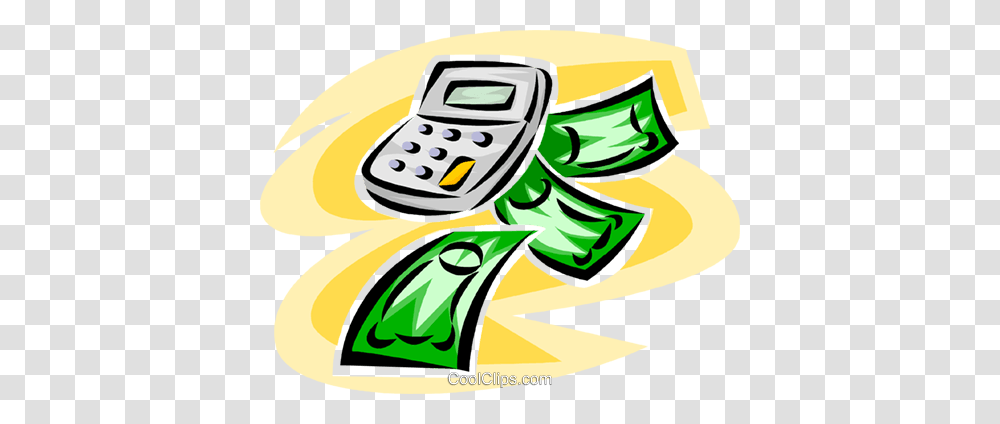 Calculator With Dollar Bills Royalty Free Vector Clip Art, Electronics, Phone, Mobile Phone, Cell Phone Transparent Png