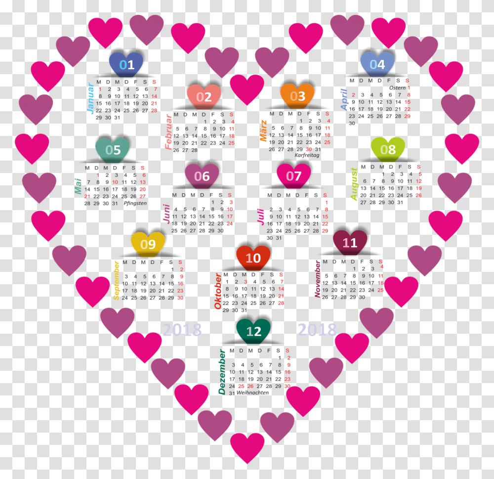 Calendar 2018 Heart Free Picture, Scoreboard, Pac Man, Triangle Transparent Png