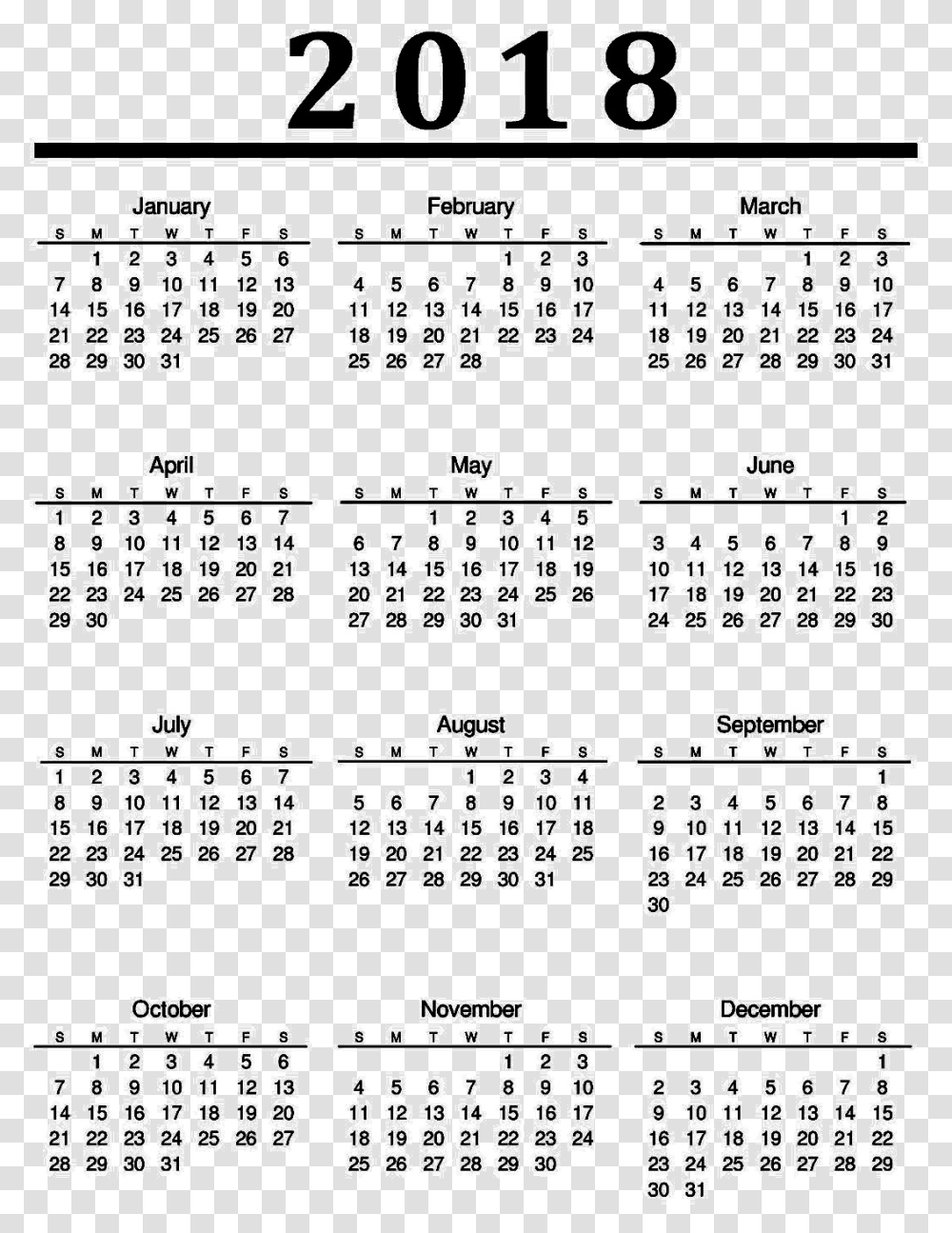 Calendar 2018 Photo Free 2018 Calendar Printable, Word, Flyer, Poster Transparent Png