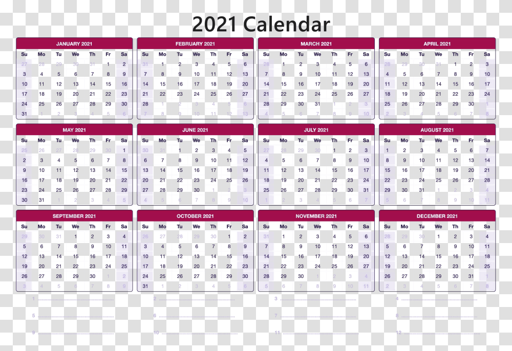 Calendar 2021 Image 12 Month Printable Calendar 2020, Number, Scoreboard Transparent Png