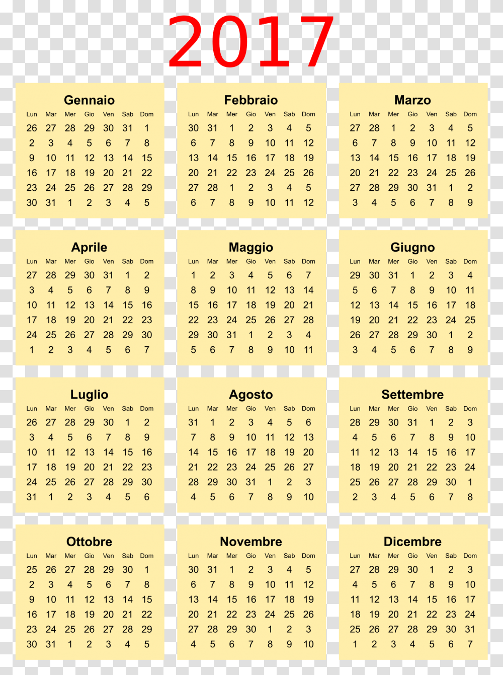 Calendario 2017 En Download Printable Free Printable Calendar 2020, Menu Transparent Png