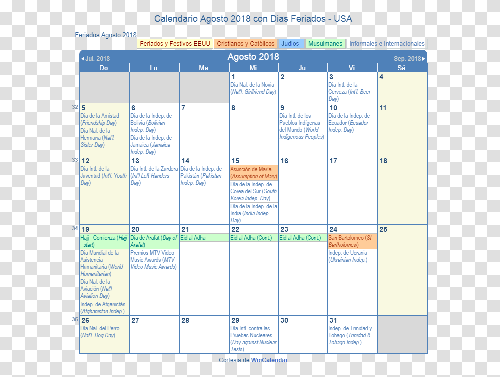 Calendario Estados Unidos Agosto 2018 En Formato De Holiday April 2019 Calendar, Menu Transparent Png