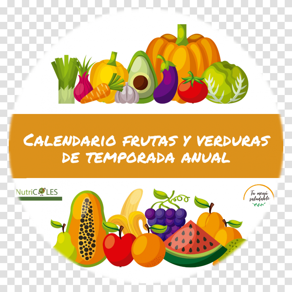 Calendario Frutas Y Verduras De Temporada Anual Illustration, Food, Plant, Lunch Transparent Png