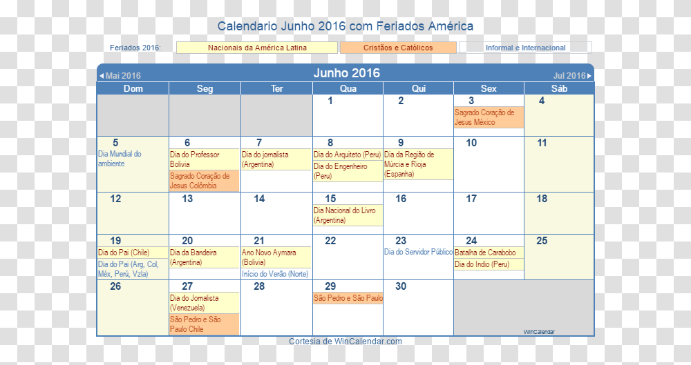 Calendrio Latino Americano Junho 2016 Em Formato De April 2013 Holiday Calendar, Menu Transparent Png
