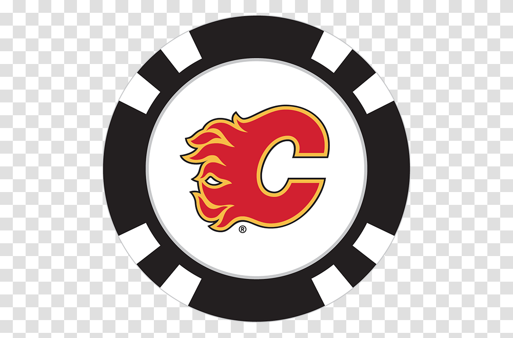 Calgary Flames Poker Chip Ball Marker Calgary Flames Circle Logo, Meal, Dish Transparent Png