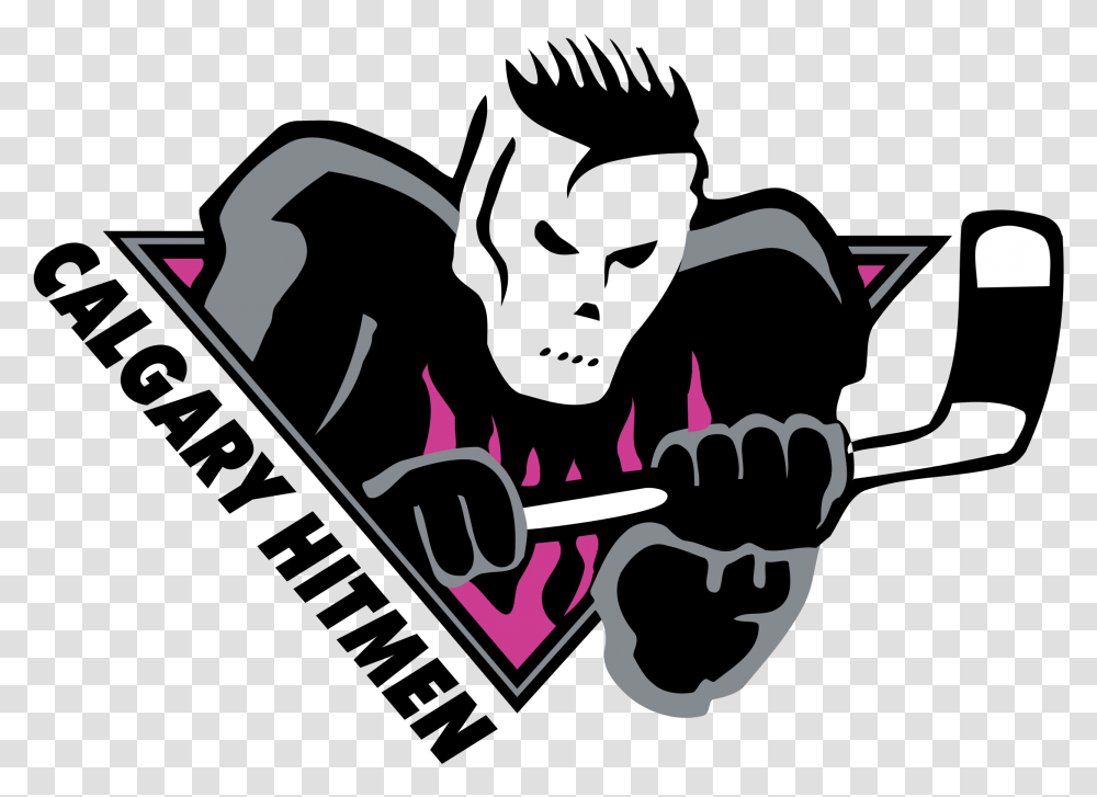 Calgary Hitmen Logo Pink Image With Logo Calgary Hitmen, Hand, Stencil, Symbol Transparent Png