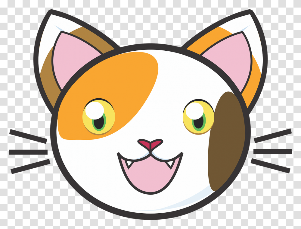 Calico Cat Cute Cartoon Cat Face, Label, Sticker, Mouth Transparent Png