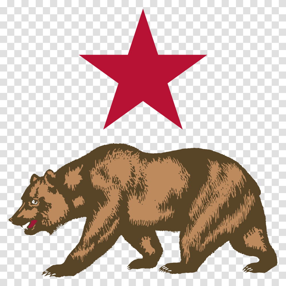 California Bear 6 Image New California Republic Flag, Cross, Symbol, Animal, Mammal Transparent Png