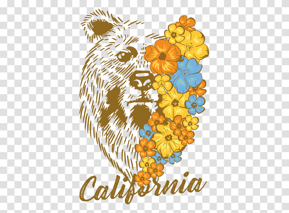 California Bear Flowers Stock Transfer, Floral Design, Pattern Transparent Png