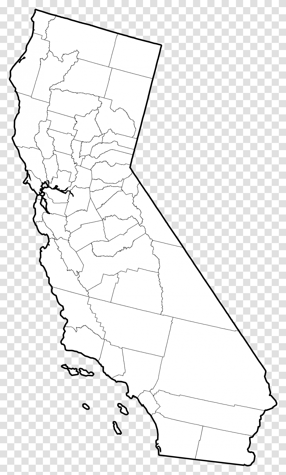 California Counties Outline Map California Outline Map, Hand, Statue, Sculpture Transparent Png