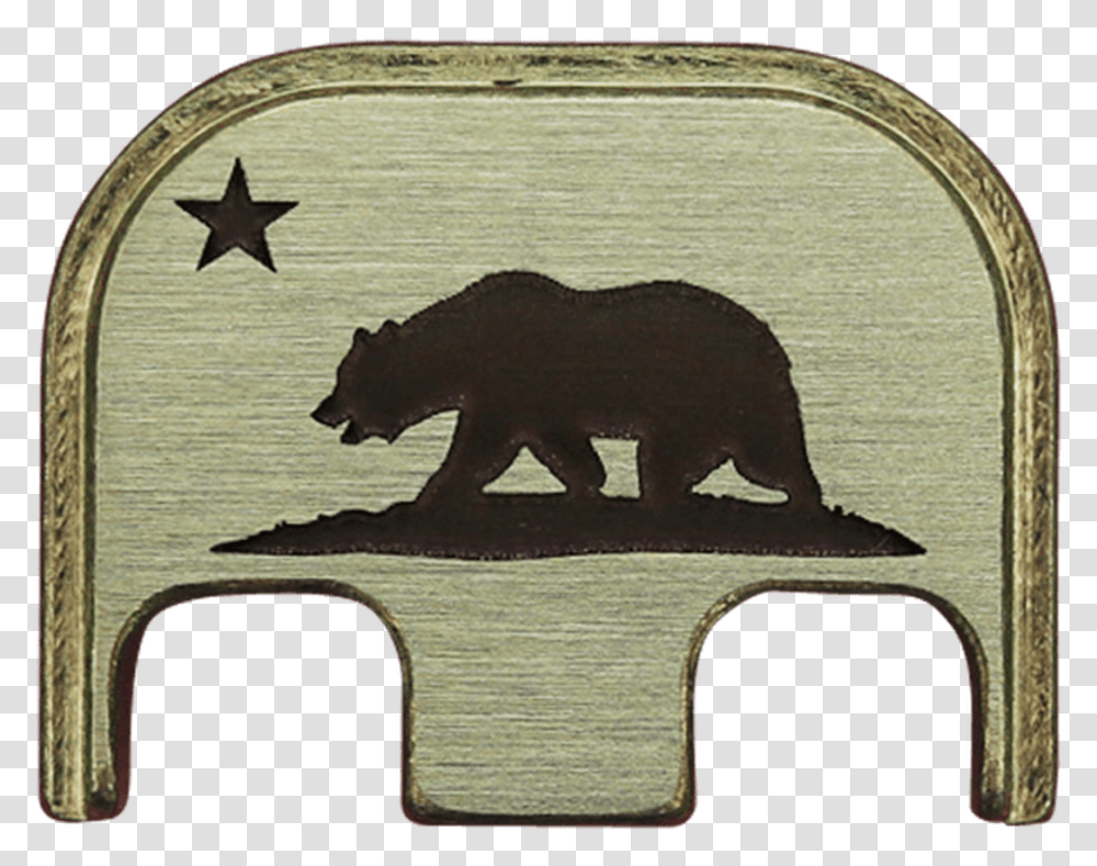 California Flag Brass Brushed Finish Back Plate Outline Of California Bear, Brown Bear, Wildlife, Mammal, Animal Transparent Png