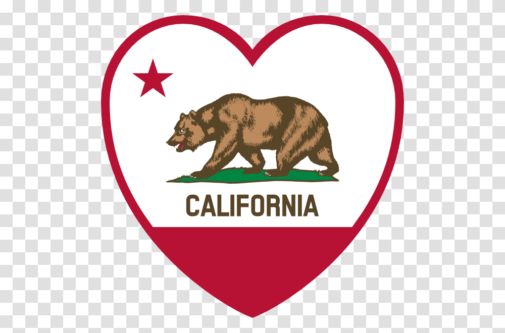 California Flag Heart Clip Art, Animal, Brown Bear, Wildlife, Mammal Transparent Png
