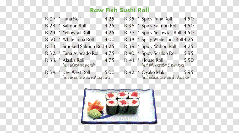 California Roll, Menu, Sushi, Food Transparent Png