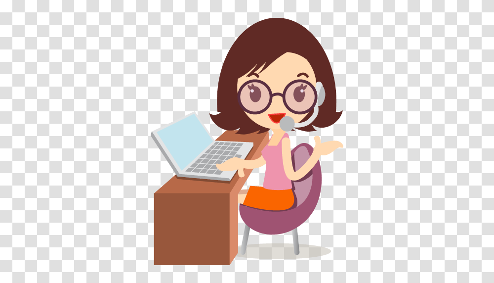 Call Center Images Clip Art, Reading, Female, Girl, Computer Keyboard Transparent Png