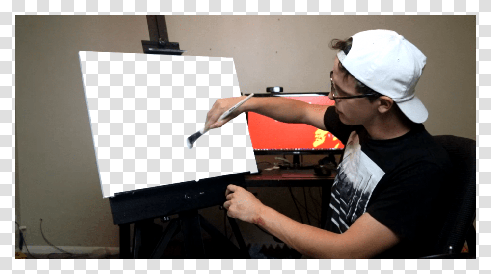 Call Me Kevin Gun, Person, Hat, White Board, Monitor Transparent Png