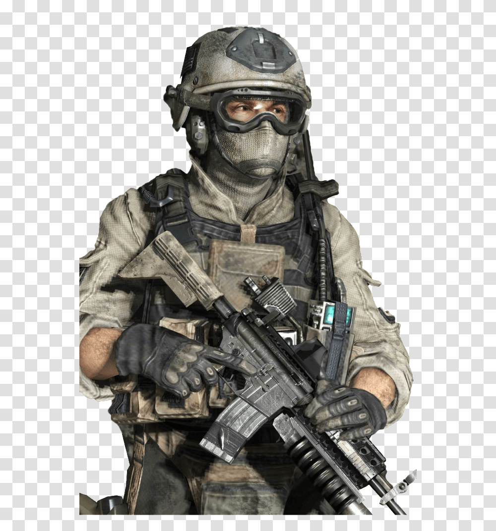 Call Of Duty Modern Warfare Soldier, Helmet, Gun, Weapon Transparent Png