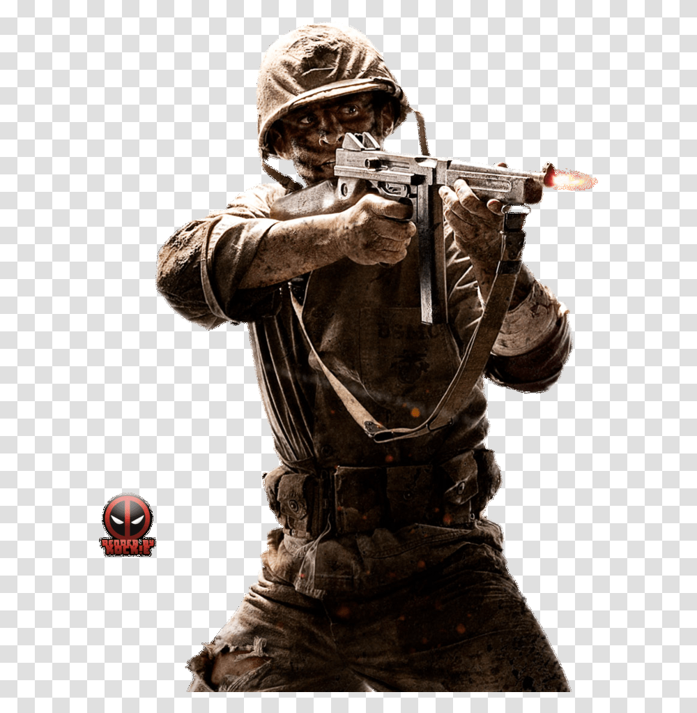 Call Of Duty World At War Icon, Person, Helmet, Gun Transparent Png