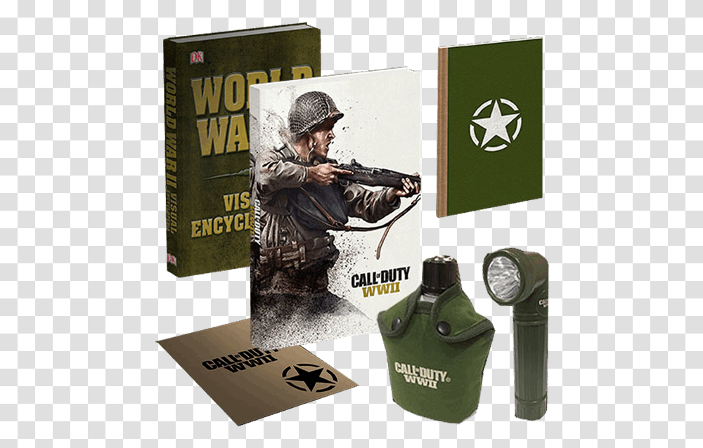 Call Of Duty Ww2 Strategy Guide Deployment Kit, Person, Gun, Weapon, Military Uniform Transparent Png
