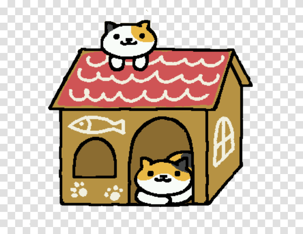 Callie And Sunny In A Cardboard House Neko Atsume Cat Sunny, Dog House, Den, Kennel, Outdoors Transparent Png