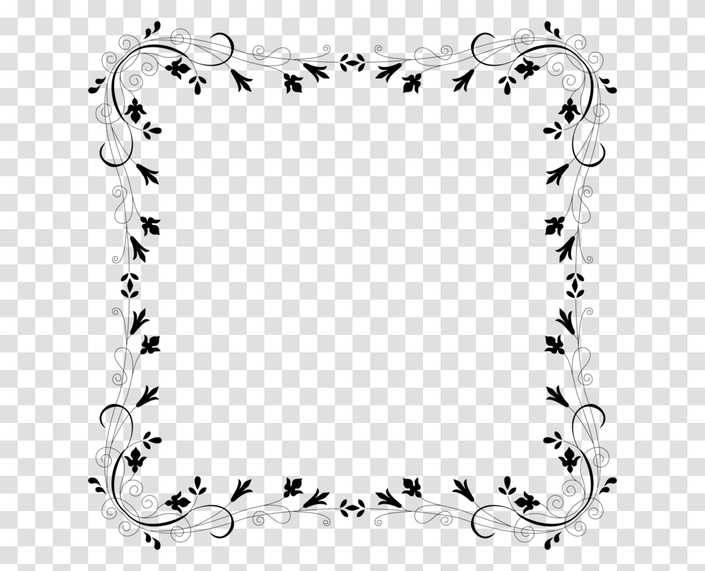 Calligraphy Border Flower Border Design Black And White, Gray, World Of Warcraft, Halo Transparent Png