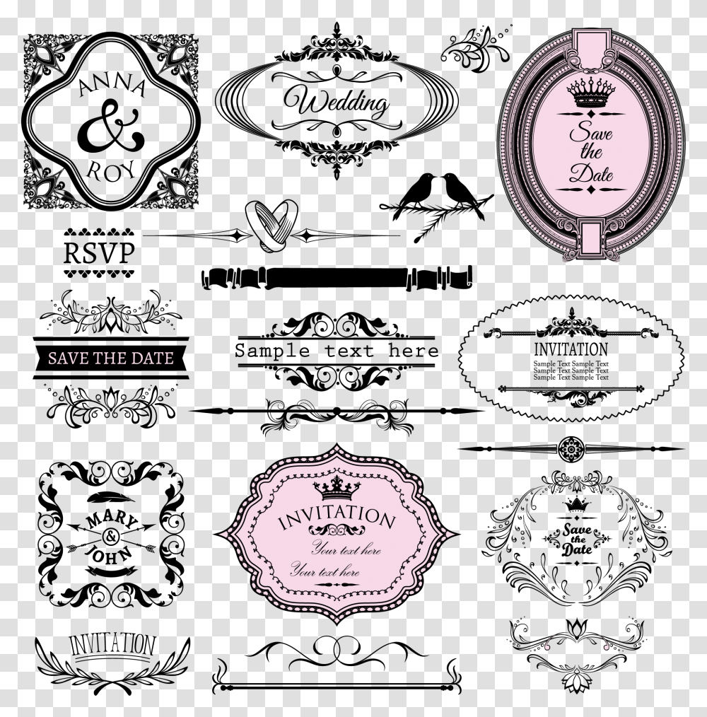 Calligraphy Marriage European Vintage Wedding Invitation Calligraphy Border, Label, Doodle, Drawing Transparent Png