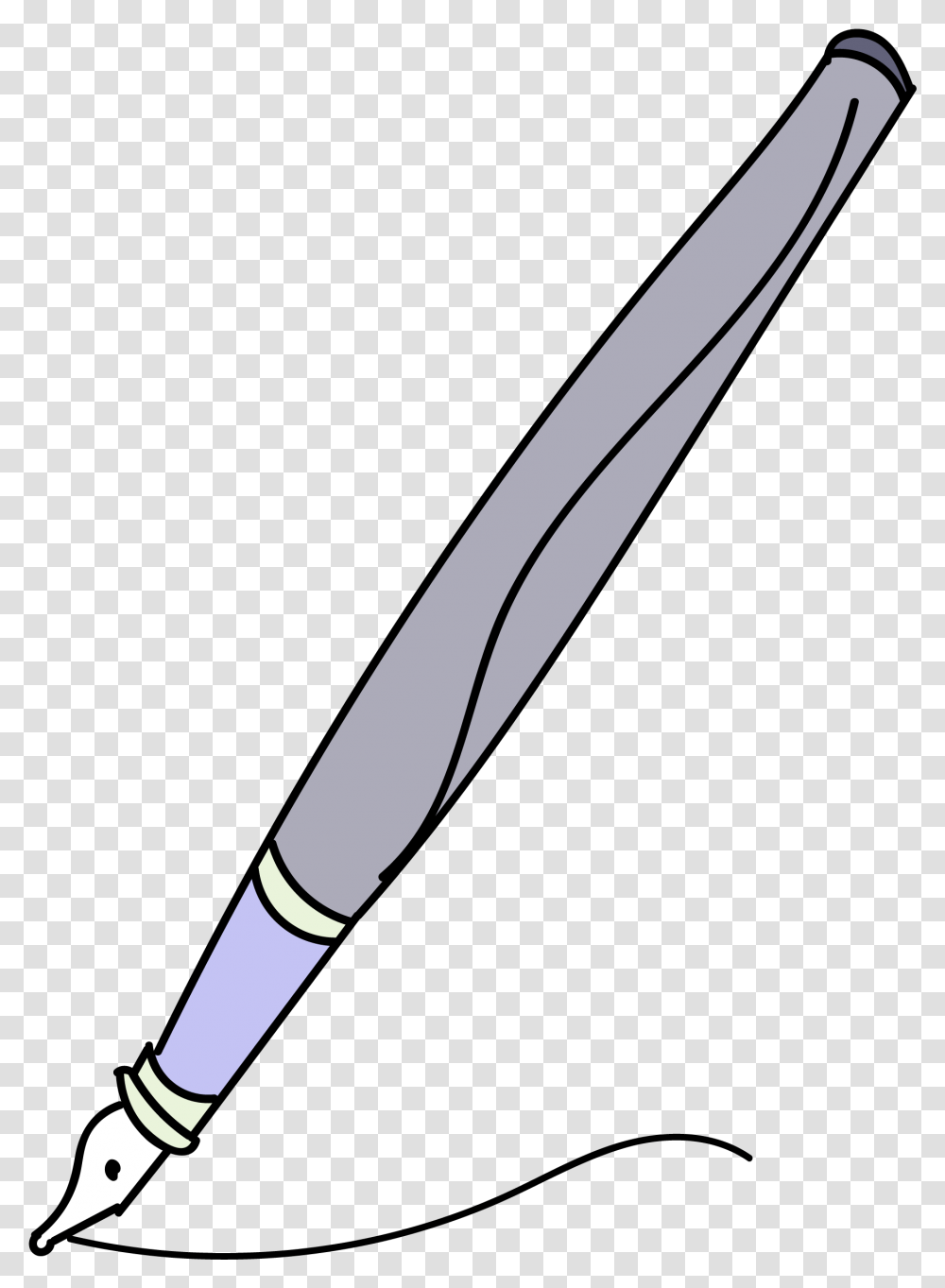 Calligraphy Pen Side View Clipart Line Art, Brush, Tool, Sword, Blade Transparent Png