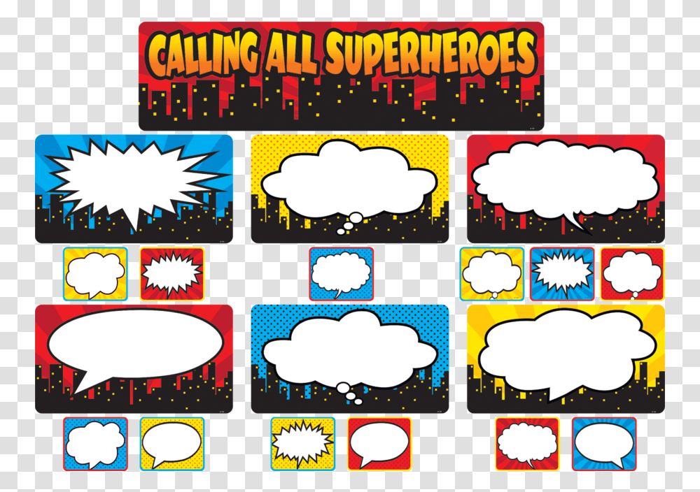 Calling All Superheroes Mini Bulletin Board Classroom Bulletin Board Superhero Theme, Comics, Book, Sweets, Food Transparent Png