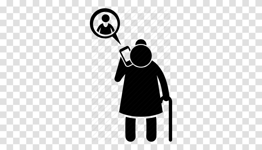 Calling Chatting Grandma Grandmother Old Woman Phone, Silhouette, Piano, Leisure Activities, Musical Instrument Transparent Png