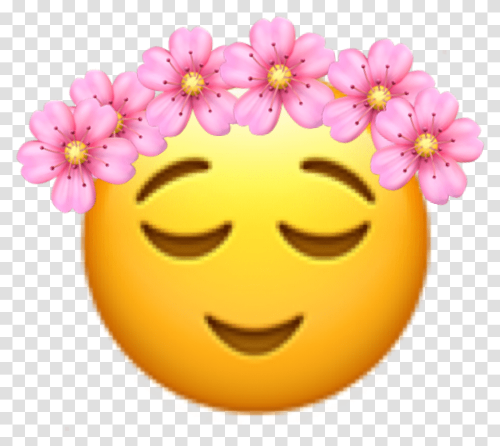 Calm Flowers Cuteeye Emoji Freetoedit Smiley, Plant, Anther, Blossom, Birthday Cake Transparent Png