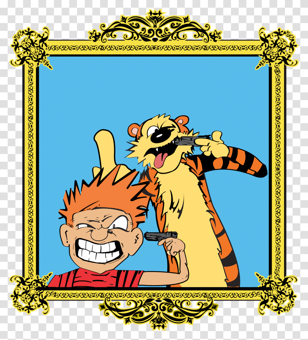 Calvin And Hobbes Clipart Cartoon, Animal, Mammal, Label Transparent Png