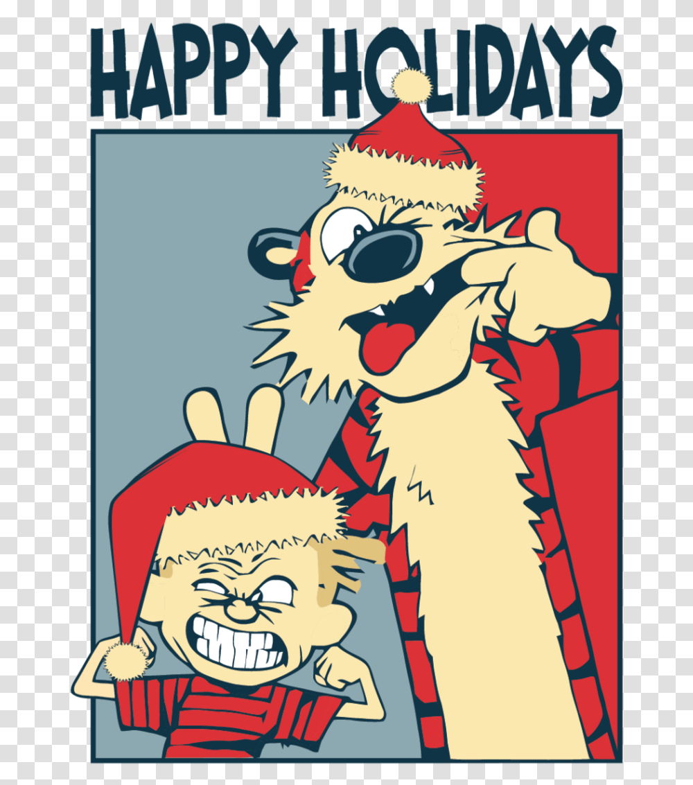Calvin & Hobbes Happy Holidays By Alejandro Gonzalez On Art Calvin And Hobbes, Poster, Advertisement, Flyer, Paper Transparent Png