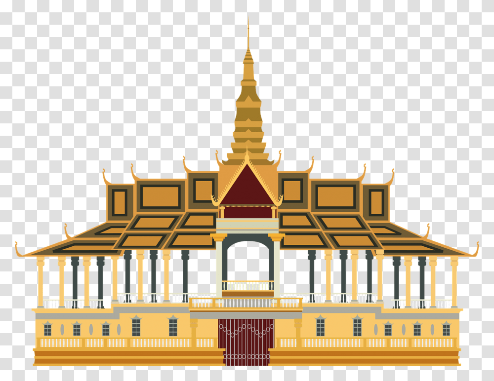 Cambodia Royal Palace Vector, Architecture, Building, Temple, Shrine Transparent Png