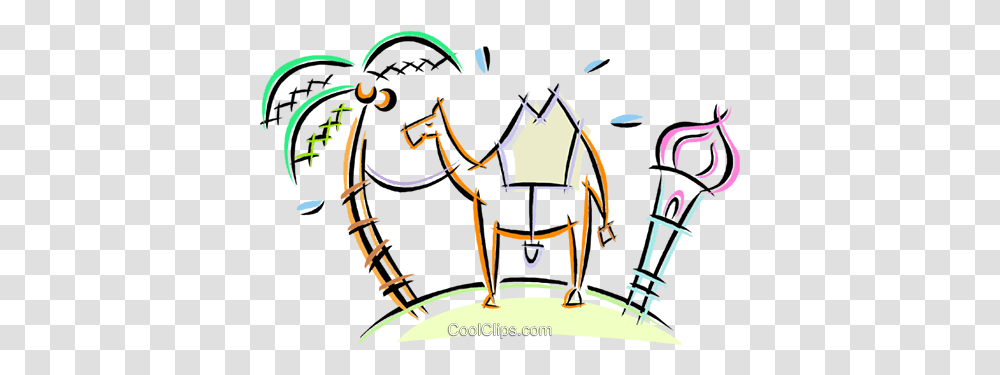Camel Tied To A Palm Tree In The Desert Royalty Free Vector Fiction, Text, Art, Plot, Doodle Transparent Png