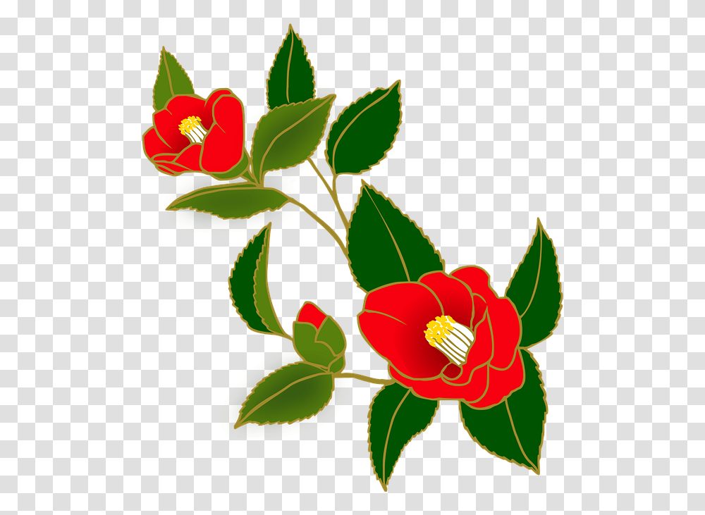 Camellia Flowers Red Japanese Style, Graphics, Art, Plant, Floral Design Transparent Png
