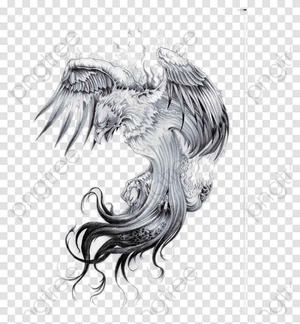 Camera Clipart Tattoo Phoenix Tattoo Black And White, Drawing, Doodle, Pattern Transparent Png