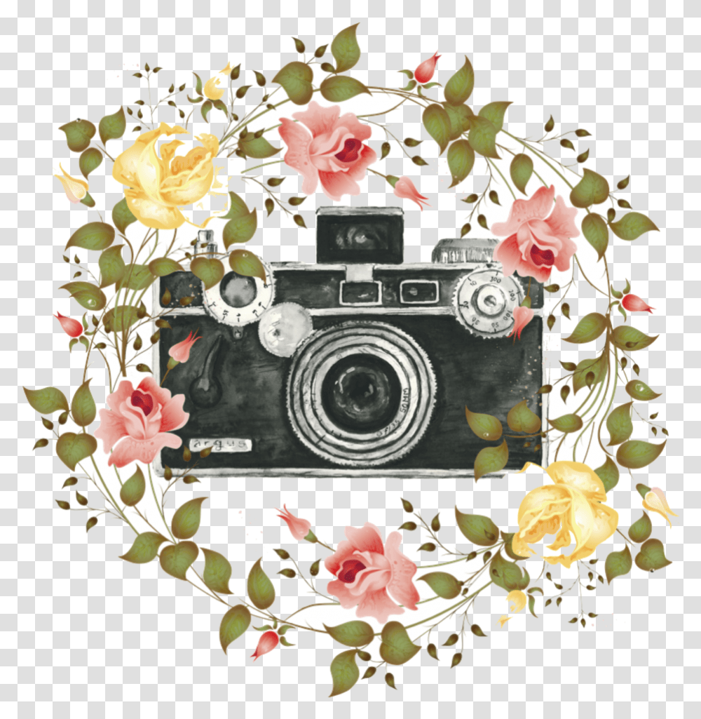Camera Flower Wreath, Floral Design, Pattern Transparent Png