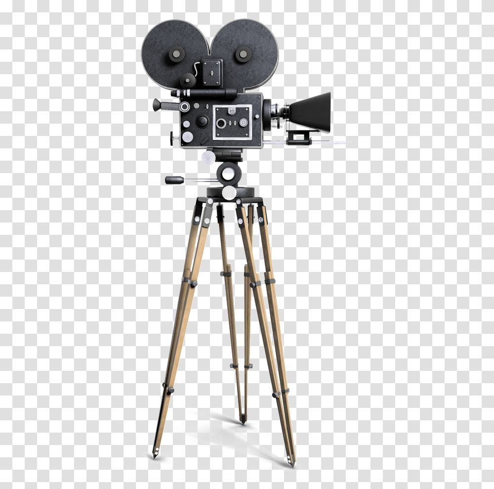 Camera On Tripod Old School Movie Camera, Gun, Weapon, Weaponry Transparent Png