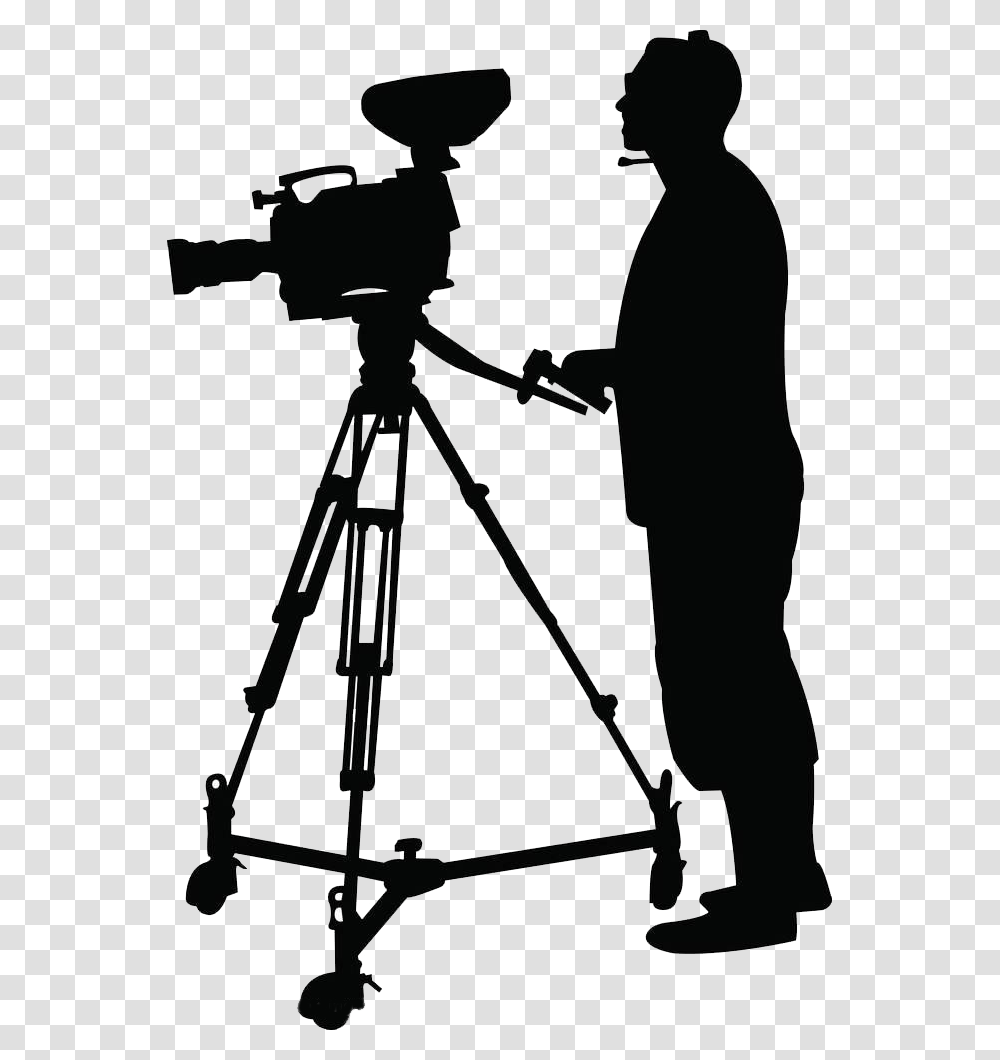 Camera Operator Clip Art Cameraman Silhouette, Tripod, Person, Human, Utility Pole Transparent Png