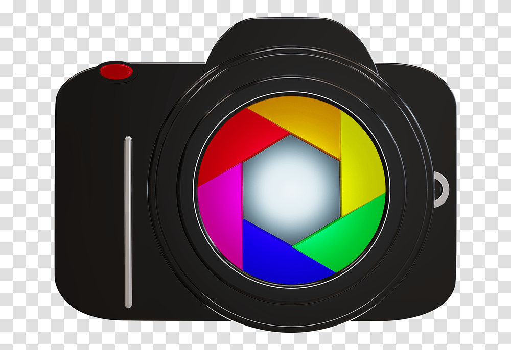 Camera Photo Colorful Lens Focus Aperture Single Lens Reflex Camera, Electronics, Digital Camera Transparent Png