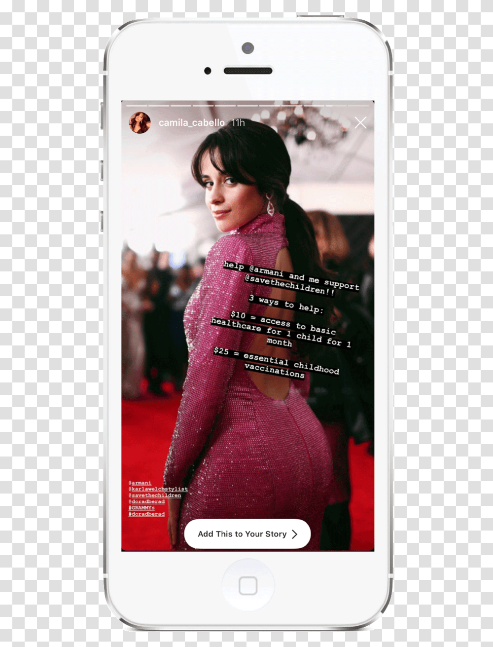 Camilla Cabello - Weareradorg Charlie Puth Grammys 2019, Person, Mobile Phone, Electronics, Fashion Transparent Png