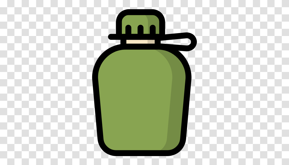Camp Camping Drink Travel Water Icon Camping Water Bottle Clipart, Green, Jar, Cylinder Transparent Png