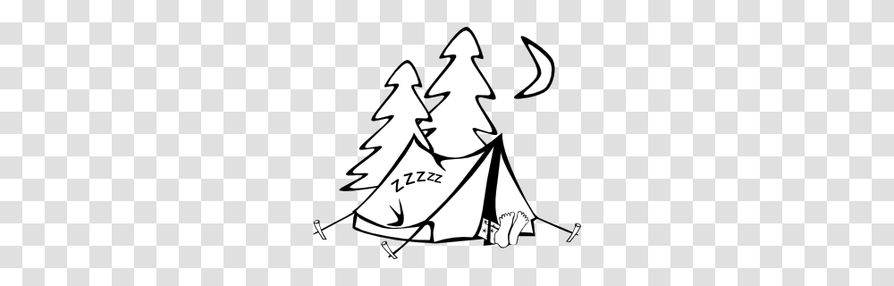 Camp Clipart Black And White, Tree, Plant, Christmas Tree, Ornament Transparent Png
