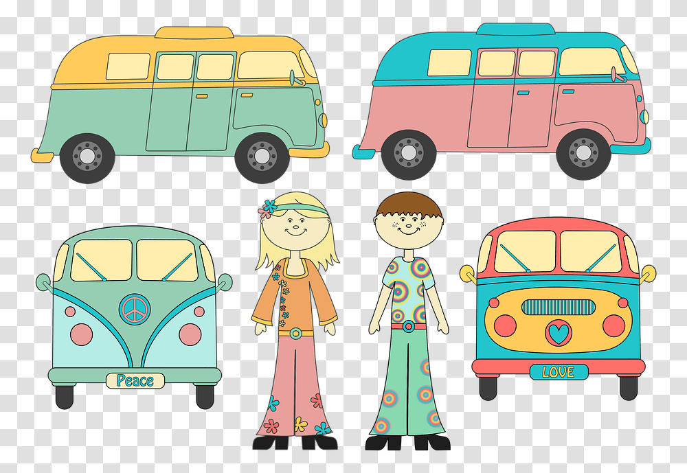 Camper Van Hippy People Free Image On Pixabay Compact Van, Vehicle, Transportation, Person, Bus Transparent Png