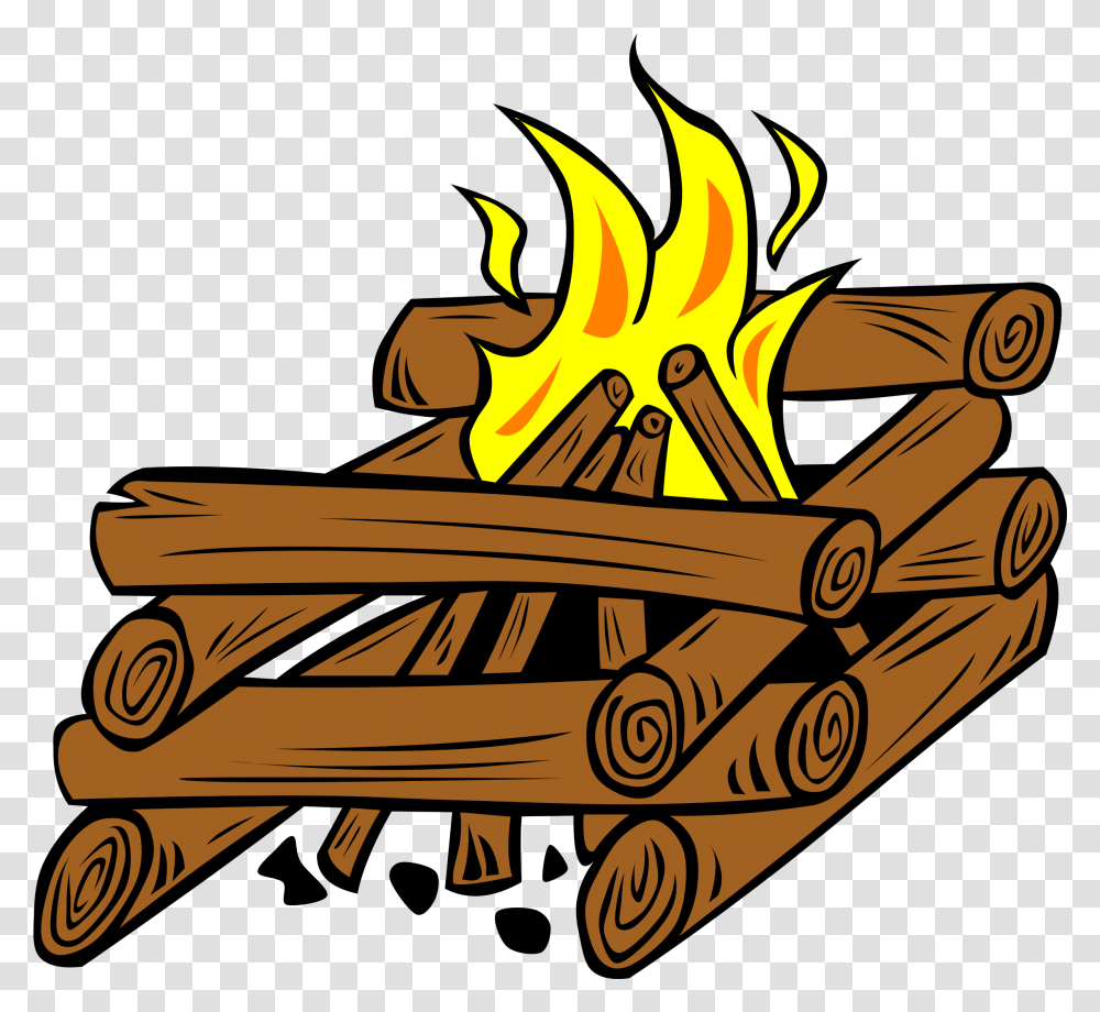 Campfire Clipart Background Log Cabin Fire Lay, Flame, Bonfire, Bulldozer, Tractor Transparent Png