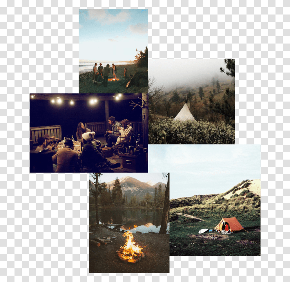 Campfire Collage, Person, Human, Camping, Poster Transparent Png
