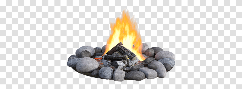 Campfire Free Images, Bonfire, Flame, Rock, Pebble Transparent Png