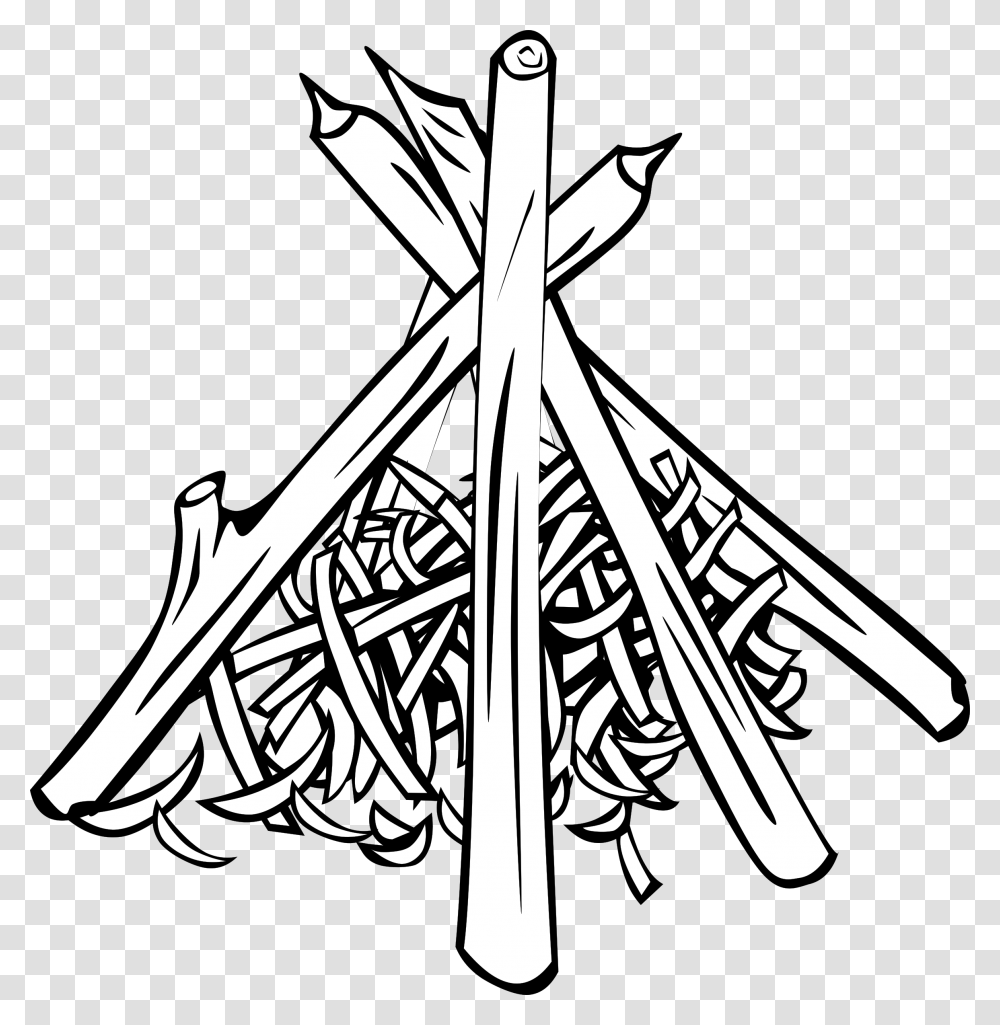 Campfire Wood Pile Cooking Flame Heat Firewood Teepee Fire, Stencil, Spire, Tower Transparent Png