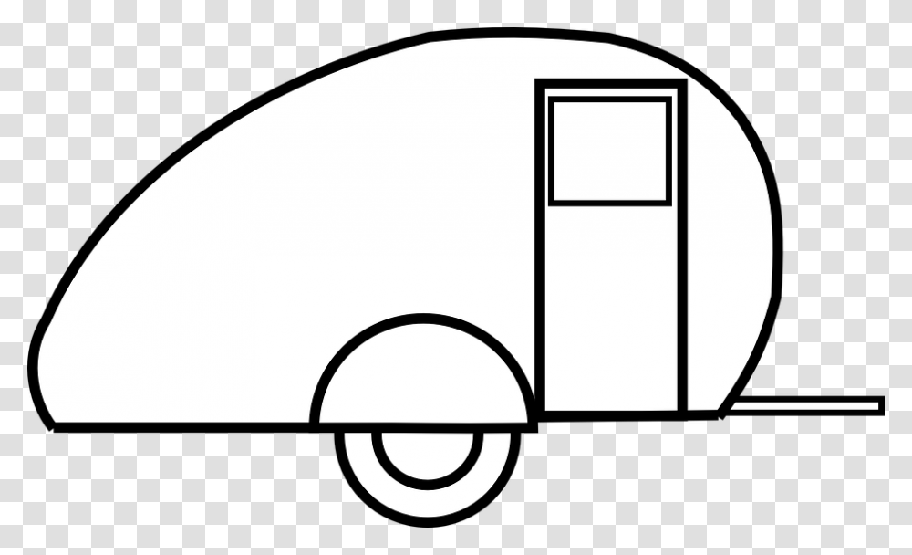 Camping Black And White Teardrop Camper Clipart, Van, Vehicle, Transportation, Moving Van Transparent Png