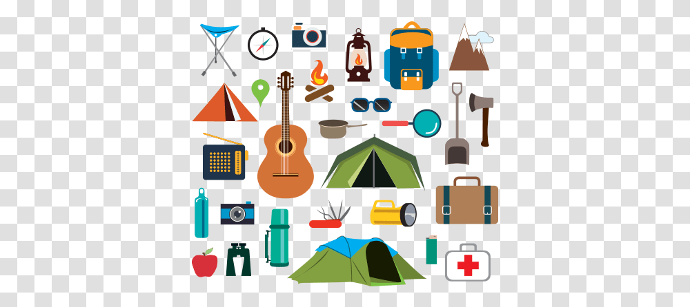 Camping Stuff Free Vector And Camping Icons, Guitar, Leisure Activities, Musical Instrument Transparent Png